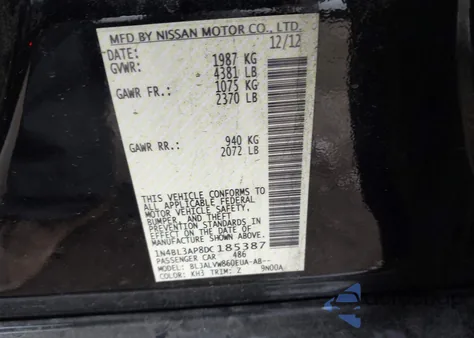 2013 Nissan Altima 3.5 Sl из США, поврежденный, VIN 1N4BL3AP8DC185387